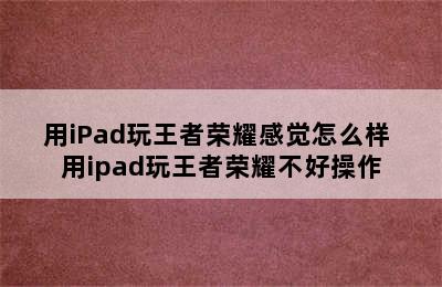 用iPad玩王者荣耀感觉怎么样 用ipad玩王者荣耀不好操作